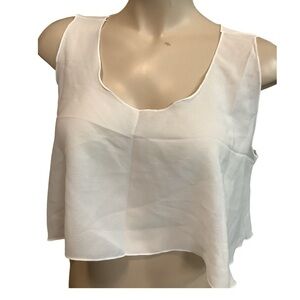 Zuliana White O/S Fits Most Sheer Crop Top. Made in USA. New With Tags